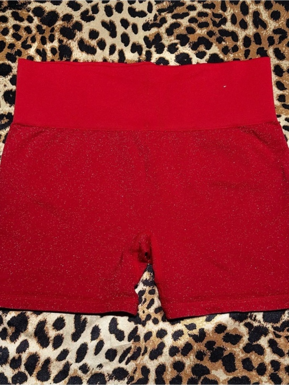 Forever 21 Red Glitter Active Biker Shorts